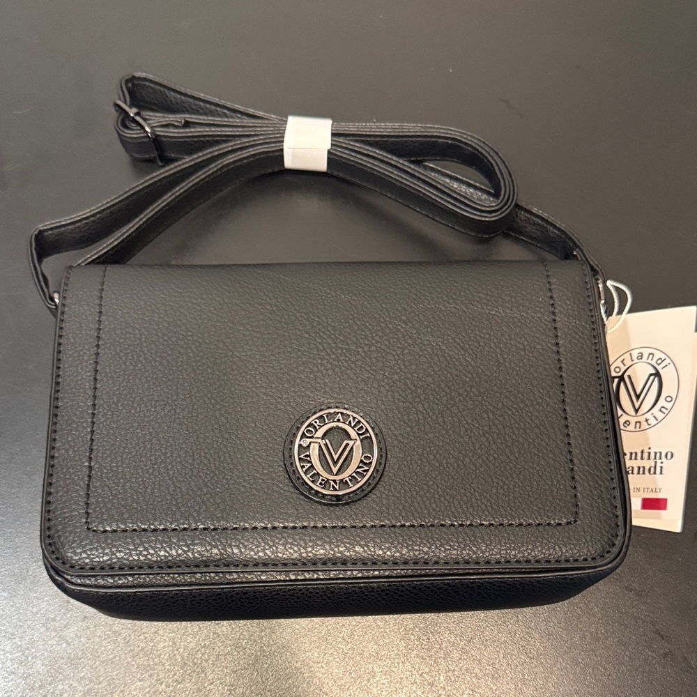 Valentino Orlandi Elegant Black Crossbody Bag